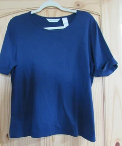 Draper's & Damons Shirt Womens Large Short Sleeve Crewneck Casual Cotton Blend - Picture 1 of 10