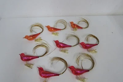 8 Vögel - Christbaumschmuck  Weihnachtskugel  Krebs + Sohn Lauscha  Rot -Orange - Bild 1 von 4