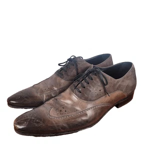 Doucal's Shoes Leather Brogues UK 8 US 9 EU 42  Wing Tip Patina Western Lace Up - Picture 1 of 10