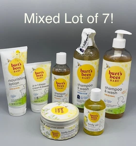 Burt's Bees Mama Belly Butter Body Oil Shampoo Lotion Diaper Cream Lot of 7 - Picture 1 of 5