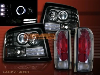 92-96 FAROS PROYECTOR LED HALO NEGRO FORD BRONCO F150 + LUCES TRASERAS HUMO Foto 1 de 2