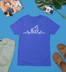 HORSE HEART BEAT T-SHIRT RIDING EQUESTRIAN LOVERS FUNNY RETRO NOVELTY GIFTS - Picture 1 of 22