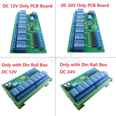 DC 12V 24V 8CH DIN35 C45 UART RS485 Relay Module Modbus RTU Control Switch Board - Image 1 of 4