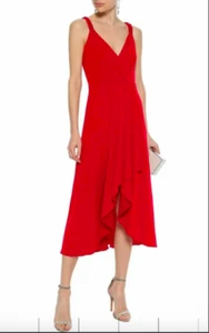 DONNA KARAN Efecto Envoltura Camiseta Elástica Vestido Midi Rojo Talla 10 - Imagen 1 de 10