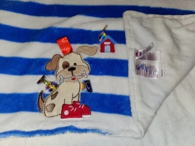 Manta para bebé Taggies azul blanco a rayas felpa cinta para perro casa para perros  Foto 1 de 4