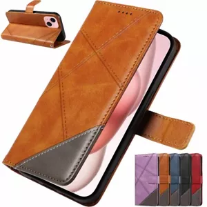 For iPhone 16 Pro 15 14 13 12 11 XS XR SE 6S 7 8 Flip Wallet Leather Case Cover - Picture 1 of 39