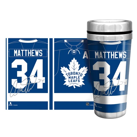 NHLPA Toronto Maple Leafs 16oz. Travel Mug Full Wrap - Matthews Cover