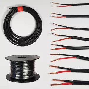 AUTOMOTIVE ROUND TWIN 2 CORE CABLE 12V/24V THINWALL RED/BLACK AUTO WIRE - Picture 1 of 15