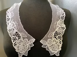 7 PRS LOVELY WHITE RAYON EMBROIDERED VENISE NET COLLAR APPLIQUE - Picture 1 of 4