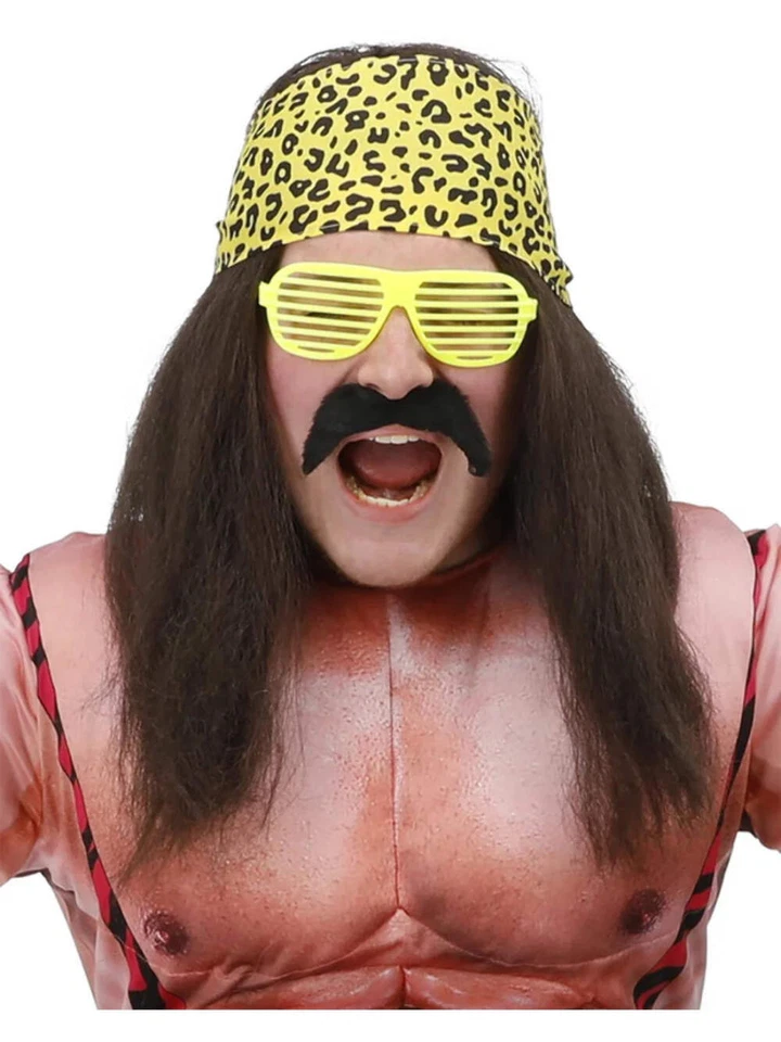 Mexican Wrestling Kit Adults Wrestler 90s Fancy Dress Wig Kit - Image 1 of 1
