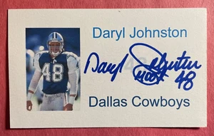 SIGNED DARYL "MOOSE" JOHNSTON 3"X5" INDEX CARD - COWBOYS - SUPER BOWL XXVIII - Picture 1 of 1
