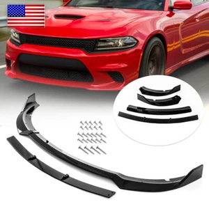 Kit de alerón divisor labial parachoques delantero negro brillante para Dodge Charger SXT 15-2022 - Imagen 1 de 11
