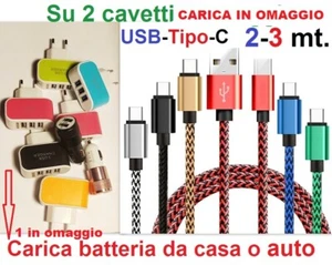 CAVO USB Tipo-C RICARICA RAPIDA & DATI SAMSUNG HUAWEI XIAOMI ASUS x 2=un omaggio - Picture 1 of 15