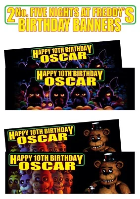 Five Nights at Freddy's 2No. Personal Birthday Banners. Many Size Options! - Image 1 of 4