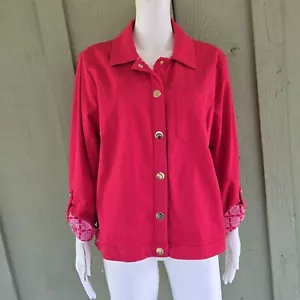 Chicos rote verstellbare Ärmel Baumwollmischung Frühlingsjacke Gr. 3P oder US XLP 16P - Bild 1 von 4