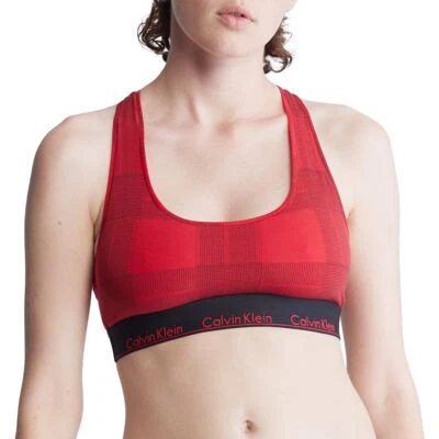 NWT Calvin Klein F3785 Red & Black Modern Cotton Blend Unlined Bralette M - Image 1 of 4