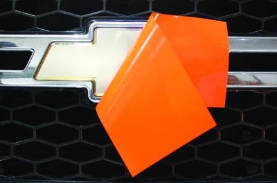 Hoja de vinilo Chevy x2 se adapta a Chevy pajarita emblema logotipo naranja brillante calcomanía recorte en U Foto 1 de 4