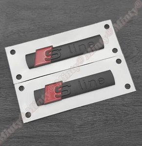 2x S line Matt Black Badge Emblem Replacement With Adhesive Backing For Audi - Picture 1 of 5