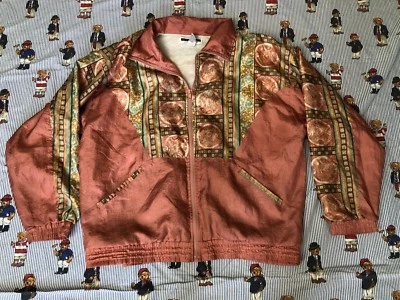 Винтажный 80 розовый ретро Дженнифер Мур женщин с подкладкой ветровка трек куртка большой - Изображение 1 из 4