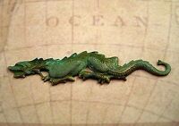 1 Verdigris Patina Brass Crouching Dragon Stamping VPFF2760 Jewelry Finding 1 Verdigris Patina Brass Crouching Dragon Stamping VPFF2760 Jewelry Finding