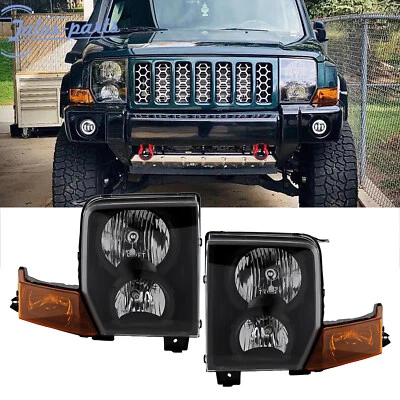 Conjunto de faros halógenos negro ámbar para Jeep Commander 2006-2010 Foto 1 de 4