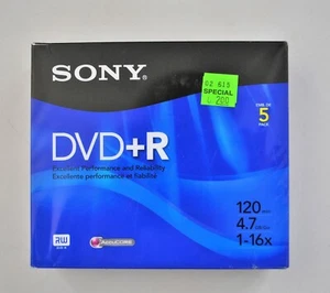 SONY DVD-R 5 PACK BRAND NEW 120 MINUTES - Picture 1 of 1