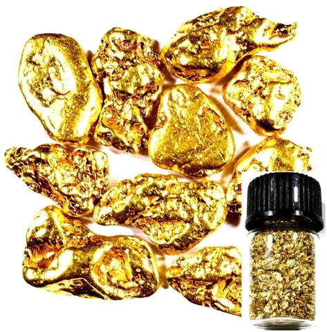 10 PIECE ALASKAN NATURAL PURE GOLD NUGGETS WITH BOTTLE FREE SHIPPING (#B255) Cover