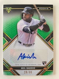 2021 Topps Triple Threads Emerald /50 Akil Baddoo Rookie Auto RC Detroit Tigers - Picture 1 of 2