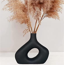 Black Vase, Ceramic Vase for Pampas Grass, Black Home Accessories Living Room, V