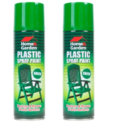 2x Bomboletta Spray Plastica Verde Lucida Arredo Giardino Bici Vernice Paracolpi Auto 300ml - Immagine 1 di 4