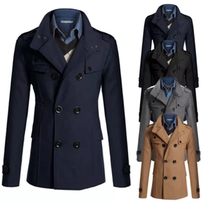 Chaquetón de Invierno Doble Pecho Cálido Gabardina Chaqueta Larga Abrigo Formal Para Hombres - Imagen 1 de 16