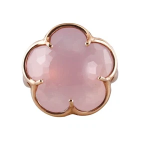 Pasquale Bruni Diamond Rose Quartz Gold Flower Ring - Picture 1 of 4