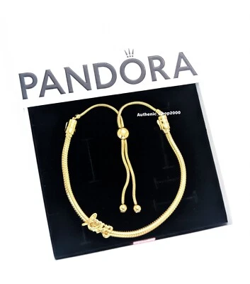 NEW 100% PANDORA 14K Gold Handwritten Love Charm + Bracelet Gift Set B802559 - Image 1 of 4