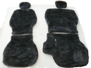 BLACK FUR SEAT COVER (SHEEPSKIN LOOK) FIT TOYOTA HILUX 1997-2004 SINGLE CAB - Picture 1 of 4