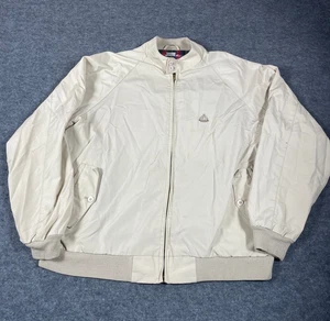 VTG Izod Jacket Mens Large Beige Full Zip Bomber Lightweight Plaid Liner Retro - Picture 1 of 19