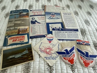 Continental Airlines Collectibles 1953 Convair Service Sticker Postcard Schedule - Image 1 of 4