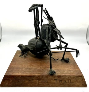 Vtg Flea Metal Art Sculpture End Of The Trail Brutalist 80s - Picture 1 of 9
