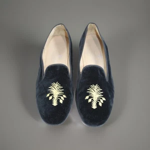 Stubbs & Wootton Palm Beach Velvet Graphic Print Palm Tree Loafers Sz 10 Women’s - Picture 1 of 10