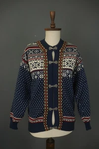 DALE OF NORWAY Multicolor Fair Isle Wool Toggle Front Cardigan Sweater Size S - Picture 1 of 12