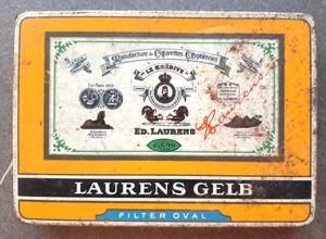 Alte Zigarettendose Ed Laurens Gelb Werbung Blechdose Vintage - Bild 1 von 5
