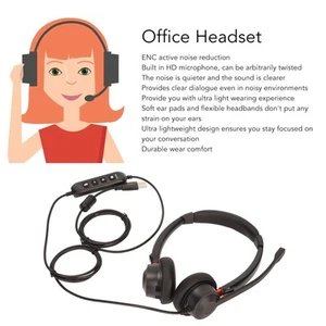 Biurowy zestaw słuchawkowy Dual Ear ENC Aktywna redukcja szumów Regulowana głośność Mute Co Hot - Zdjęcie 1 z 22