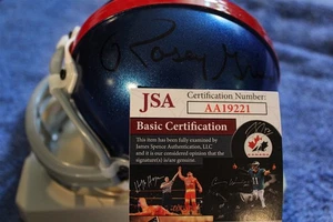 RIDDELL REPLICA MINI HELMET NFL ROOSEVELT ROSEY GRIER AUTO SIGNED NEW YORK W/JSA - Picture 1 of 6