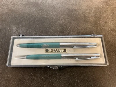 Juego de bolígrafos y lápices MCM Sheaffer vintage - verde y cromo de Estate Foto 1 de 4