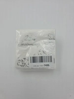  Silver 25th Wedding Anniversary Party Paper  Napkins - Image 1 of 2