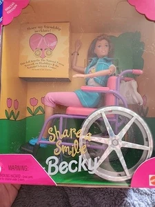 1996 Mattel Barbie Share a Smile Becky Doll & Wheelchair Special Edition NEW - Picture 1 of 4