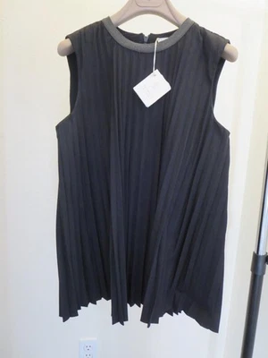 Blusa regata Brunello Cucinelli Monili plissada sem mangas tamanho M/EUA 6-8 nova com etiquetas - Imagem 1 de 4