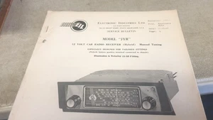 1960 WOLSELEY 15/60  12 Volt JYR CAR RADIO  Original Service Data - Picture 1 of 3