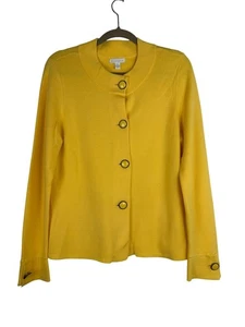 Charter Club Women's L Yellow Cardigan Sweater Rayon & Cotton Blend Button Up - Picture 1 of 9