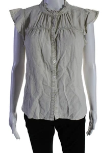 Rails Damen Bluse Rundhals Rüschen Flügelärmel Button Down Beige Größe XS - Bild 1 von 6
