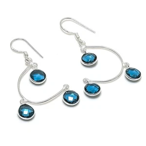 Iolite Quartz Gemstone 925 Solid Sterling Silver Jewelry Earring 1.97 " I161 - Picture 1 of 2